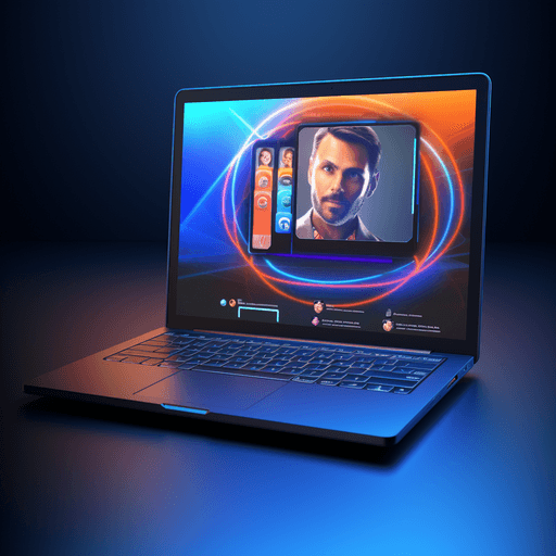 Laptop with Video Chat Logo